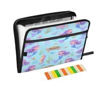 Grands dossiers à 13 poches format A4 avec fermeture éclair pour l'école, la maison, le bureau, la salle de classe, mignon dessin animé violet sirène méduse