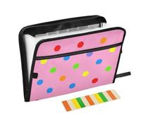 Grands dossiers colorés à pois roses 13 poches format A4 avec fermeture éclair pour porte-documents