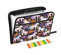 Grands dossiers de classement 13 poches format A4 avec fermeture éclair pour documents Halloween citrouille licorne jaune carpetas de