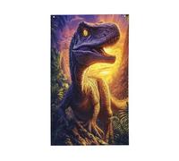 Grands drapeaux de jardin dinosaures, bannière de vœux de saison de 90 x 150 cm avec œillets, décorations de fête intérieures et extérieures pour la maison