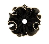 Grands élastiques à cheveux, chouchous for femmes, chouchous for cheveux 1 pièces chouchous rétro en mousseline de soie froissée for femmes(Black)