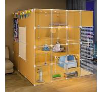 Grands enclos de Cage de Chat Cage en intérieur Playpen de Chat, Panorama Cat Villa Metal détachable Fil intérieur Kenneaux Caisse de Caisse Grand Exercice idéal pour Les Chiots pour Animaux de