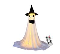 Grands Fantômes De Tissu Blanc Éclairé, Fantôme De Cour D'éclairage, Décoration De Porche d'halloween, Lumières Alimentées par Batterie, Construction Résistante Aux Intempéries, 64,96 Pouces, pour Un