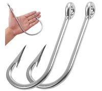 Grands hameçons géants en forme de requin et d'alligator en acier inoxydable pour pêche en mer extra fort pour requin, espadon, thon, poisson-chat, taille 12/0-8 pièces