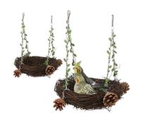 Grands Jouets de balançoire d'oiseau, Jouet de lit d'oscillation nid 'Oiseau 2 pièces nid rotin Naturel Cage Perroquet Support hamac pour Perruche calopsitte cacatoès
