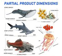 Grands modèles d'animaux marins en plastique PVC unicolore et réaliste - figurines de requins, de créatures marines préhistoriques, de mégalodon, de baleines, décorations, jouets, cadeaux de vacances 
