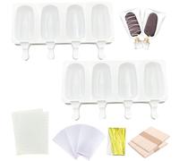Grands Moules à Glace en Silicone,glace maison,Popsicle Moule Sans BPA,en silicone réutilisables pour crème glacée maison,Contient 100 bâtons, 100 sacs, 100 rubans d'emballage et 100 autocollants (A)