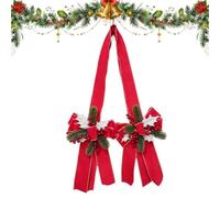Grands Nœuds de Noël 55 Pouces Géant avec Baies Rouges et Branches de Pin | Décorations de Noël pour Armoire, Fête Décor de Ferme pour Cheminée et Fête