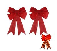 Grands nœuds de Noël lumineux rouges avec lumières pour couronne et sommet du sapin, couronne rouge pré-éclairée pour décorations de Noël pour porte d'entrée, fenêtres, extérieur et intérieur (B-2