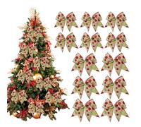 Grands nœuds de Noël pour couronnes - Grand nœud de Noël - Grand nœud de Noël 12 pièces | Décoration de fête faite à la main vert rouge
