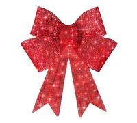 Grands nœuds de noëls lumineux rouges pour couronne et cime d'arbre, nœud de couronne rouge pré-éclairé de 23,6 pouces pour décorations de noëls pour portes d'entrée, fenêtr-es, extérieur et intérieur