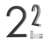 Grands numéros de maison modernes pour l'extérieur - 20 cm - En métal noir mat - Montage flottant et encastré - Numéros d'adresse 2