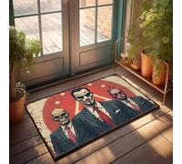 Grands paillassons d'extérieur anonyme, V pour Vendetta, et un crâne en costumes : un paillasson sati politique, décoration de grotte d'homme, tapis de porte d'automne d'extérieur (65 x 90 cm)
