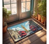 Grands paillassons d'extérieur avec rues londoniennes : bus rouges, Big Ben et architecture historique, paillasson pour décoration de grotte d'homme, tapis de porte d'extérieur (50 x 80 cm)