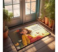 Grands paillassons d'extérieur fille avec papillons : un conte d'automne fantaisiste paillasson homme grotte décor automne paillasson extérieur (65 x 90 cm)