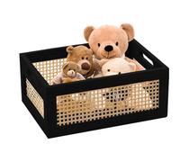 Grands paniers tissés pour le rangement | Panier de rangement en tissu en bois | Panier décoratif pour livres et jouets avec poignées pour le salon 30,5 x 20,3 x 15,2 cm