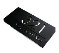 Grands Panneaux Extérieurs De Maison, Numéros Résidentiels, Plaques D'immatriculation Extérieures, Adresses En Acrylique 3D, 1 Pièce(Black and silver,12x18)