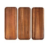 Grands Plateaux de Service rectangulaires en Bois d'acacia Massif (43,2 x 16,5 cm) pour décoration d'intérieur, Nourriture, légumes, Fruits, charcuterie, apéritif, Planche à Fromage (Lot de 3