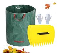 Grands râteaux à main avec pelles à feuilles, grande poignée de ramassage de pelouse avec sac poubelle - Collection de pelles de feuilles de jardin et de jardin pour feuilles, pelouse, etc