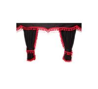 Grands rideaux noirs avec bordure rouge pour pare-brise camions compatibles avec Man Daf Volvo Scania Trucks