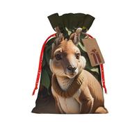 Grands sacs cadeaux de Noël amusants pour kangourou imprimés zoo, sacs de vacances réutilisables pour cadeaux, sacs cadeaux en toile de jute avec cordons de serrage