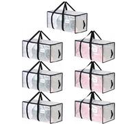 Grands sacs de déménagement, lot de 7, Fourre-tout transparents et résistants avec poignées et fermeture éclair, sacs de rangement pour un gain de place, alternative aux cartons de déménagement