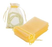 Grands sacs en Organza 8x12 pouces, 30 pièces, sacs en Organza en maille transparente dorée, pochettes à cordon pour cadeaux de noël et de mariage