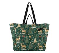 Grands sacs fourre-tout en toile légers pour la cuisine, les demoiselles d'honneur - Kit de livraison de maternité - Essentiel pour Noël, rennes, arbres et écureuils