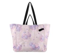 Grands sacs fourre-tout en toile pour la cuisine, les courses, les courses, les cadeaux de demoiselle d'honneur, motif ballon rose