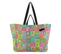 Grands sacs fourre-tout épais pour la cuisine, sacs d'épicerie, sac pour homme, cadeau de demoiselle d'honneur, icônes de Noël multicolores