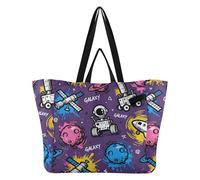 Grands sacs fourre-tout pliables pour la cuisine, les demoiselles d'honneur, pour femmes, marché agricole, voyage, motif galaxie et espace coloré