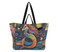 Grands sacs fourre-tout robustes pour cuisine, maman, maman, pour femme, fête de mariage, voyage, lessive sirène céleste rêveuse