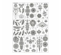 Grands Tatouages Temporaires Noirs Pour Hommes Et Femmes, Motif Floral Réaliste Pour Le Bras. 15 * 21cm