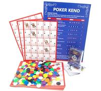 GrandSail Jeu de Société Pokeno Deluxe - Set de Soirée avec 12 Plateaux de Jeu Double Face, 250 Jetons de Score & Jeu de Cartes 100% Imperméable en PVC - Idéal pour Groupes et Familles