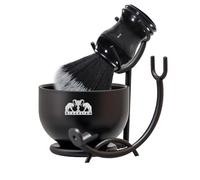 Grandslam 3 en 1 Set de Rasage, Kit de Rasage Barbier Comprenant un Blaireau de Rasage, un Bol de Rasage en Acier Inoxydable et Support Rasoir, Meilleur Cadeau pour père, mari (Noir)