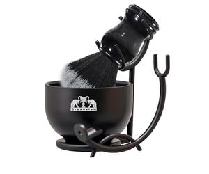 Grandslam 3 en 1 Set de Rasage, Kit de Rasage Barbier Comprenant un Blaireau de Rasage, un Bol de Rasage en Acier Inoxydable et Support Rasoir, Meilleur Cadeau pour père, mari (Noir)