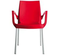 GRANDSOLEIL 20 fauteuils boulevard en polypropylène rouge avec pieds en aluminium