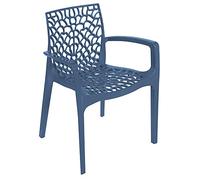 Grandsoleil Upon Gruvyer Fauteuil empilable en polypropylène, 53 x 58 x 81 cm Bleu Avio
