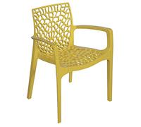 Grandsoleil Upon Gruvyer Fauteuil empilable en polypropylène Jaune Brillant 53 x 58 x 81 cm