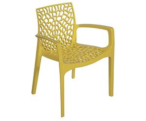 Grandsoleil Upon Gruvyer Fauteuil empilable en polypropylène Jaune Brillant 53 x 58 x 81 cm