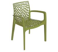 Grandsoleil Upon Gruvyer Fauteuil empilable en polypropylène Vert anis 53 x 58 x 81 cm