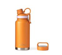 GrandTies Bouteille d'eau de sport à 2 couvercles en acier inoxydable - 946 ml - Bouteilles d'eau réutilisables à large goulot - Bouteille d'eau en métal de voyage - Bouteille d'eau la plus froide