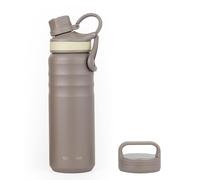 GrandTies Bouteille d'eau de sport en acier inoxydable avec 2 couvercles - 710 ml - Bouche large réutilisable - Bouteille d'eau de voyage en métal - pour hommes et femmes (latte-coffee)
