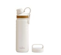 GrandTies 2 Lids Sports Bouteille d'eau en acier inoxydable - 24 oz - Bouteille d'eau isotherme réutilisable à large bouche - Bouteille d'eau de voyage en métal canteen pour homme et femme - Blanc ivoire