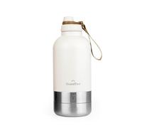 GrandTies Bouteille d'eau Portable Isotherme avec 2 distributeurs Amovibles pour Chien | Conteneur de Voyage Alimentaire étanche | Marche, randonnée, Camping (1,9 l, Blanc Ivoire)