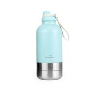 GrandTies Bouteille d'eau portable isotherme pour chien avec 2 bols d'eau amovibles | Conteneur de voyage étanche pour nourriture pour chien | Accessoires pour promenade, randonnée, camping (1,9 l