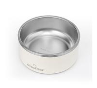 GrandTies Gamelle pour chien en acier inoxydable | Gamelle gravée réutilisable, sans BPA - Grande gamelle robuste antidérapante et anti-déversement (1,9 l, blanc ivoire)