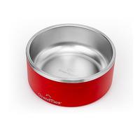 GrandTies Gamelle pour chien en acier inoxydable | Mangeoire gravée réutilisable sans BPA | Grande gamelle antidérapante et anti-déversement | Gamelle d'eau d'extérieur (1,9 l, canneberge)
