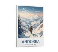 Grandvalira Poster vintage sur toile pour décoration d'intérieur et salon Motif ski d'Andorre 20 x 30 cm