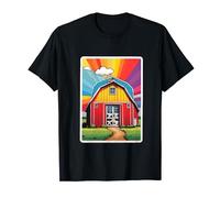 Grange Pop Art colorée - Grange avec ciel radieux T-Shirt